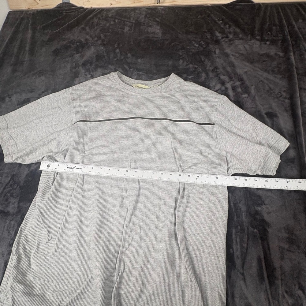 Eddie Bauer T-Shirt Mens XL Gray Short Sleeve Ribbed Cotton Chest Stripe 3814 - Picture 4 of 7